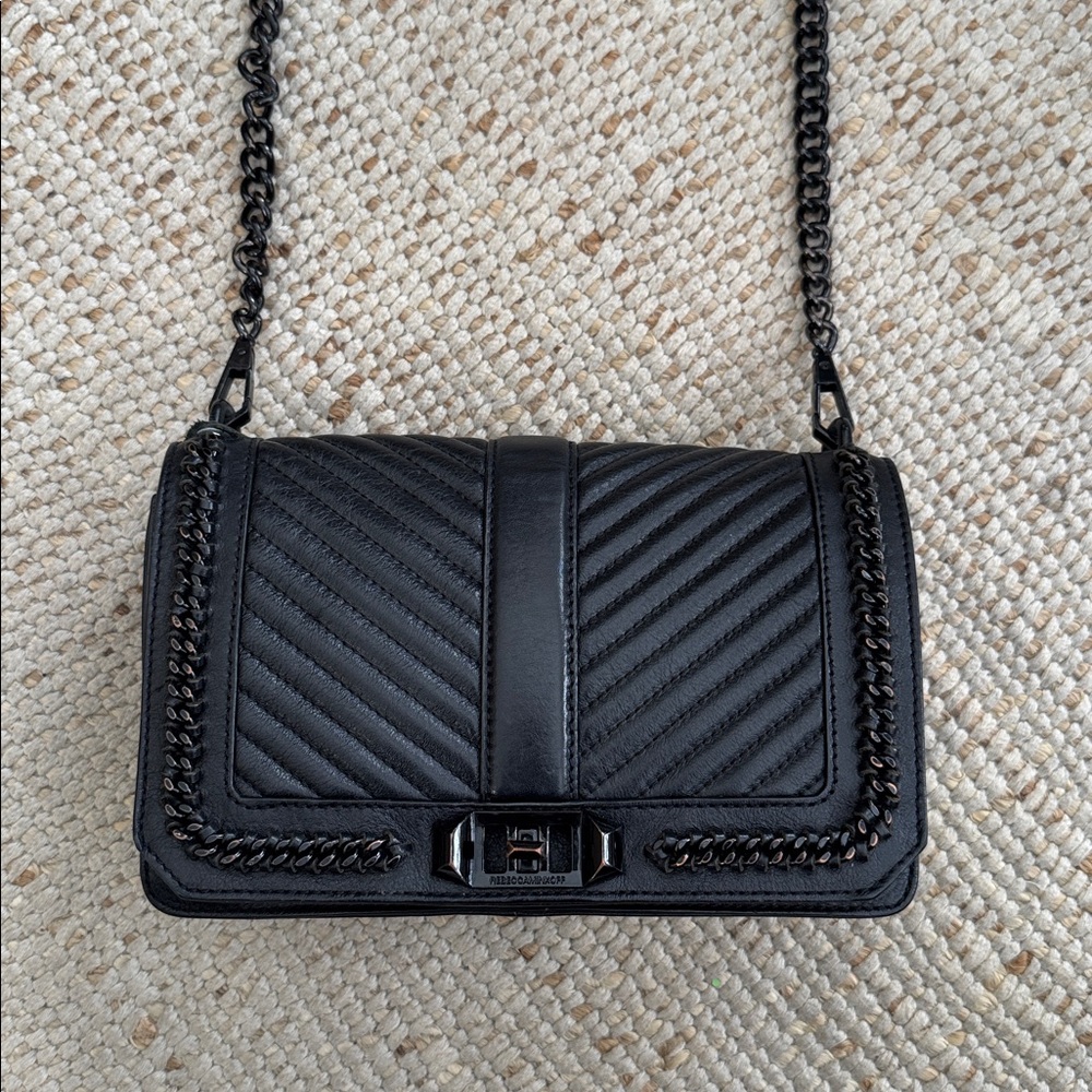 Rebecca Minkoff Chevron Quilted Love Crossbody with Chain Inset
